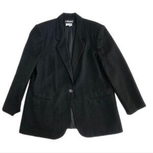 Petite 14 Womens Wool Blazer Black Sag Harbor Classic Career Mid Length
